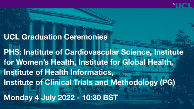 PHS: Institute of Cardiovascular Science, Institute for Women’s Health, Institute for Global Health, Institute of Health Informatics, Institute of Clinical Trials and Methodology (PG)